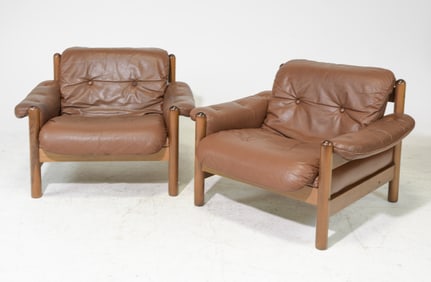 Pair of Gote Mobler Mid Century Modern Leather Chairs