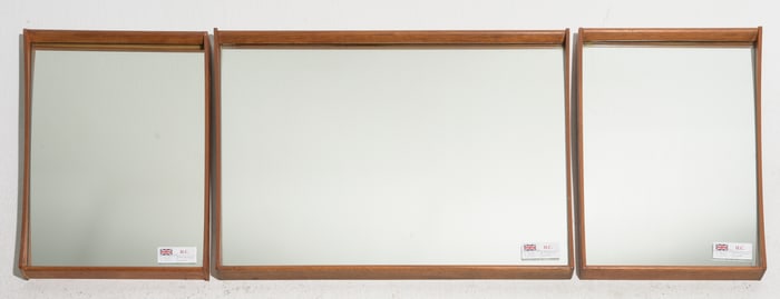 Three Mid Century Modern Teak Framed Mirrors