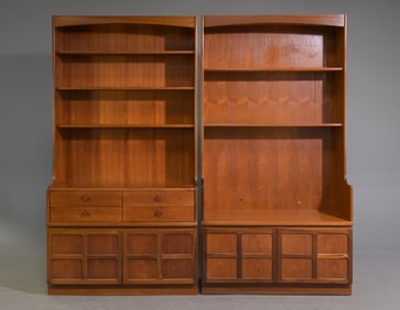 2 Mid Century Modern Wall Units / Bookcases - Nathan