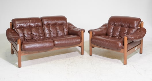 Scandinavian Leather Sofa / Loveseat & Arm Chair