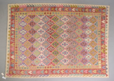 Hand Knotted Wool Kilim Rug - 9'6 x 7'2