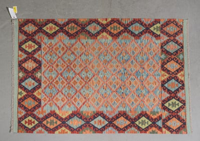 Hand Knotted Wool Kilim Rug - 6'1 x 4'2