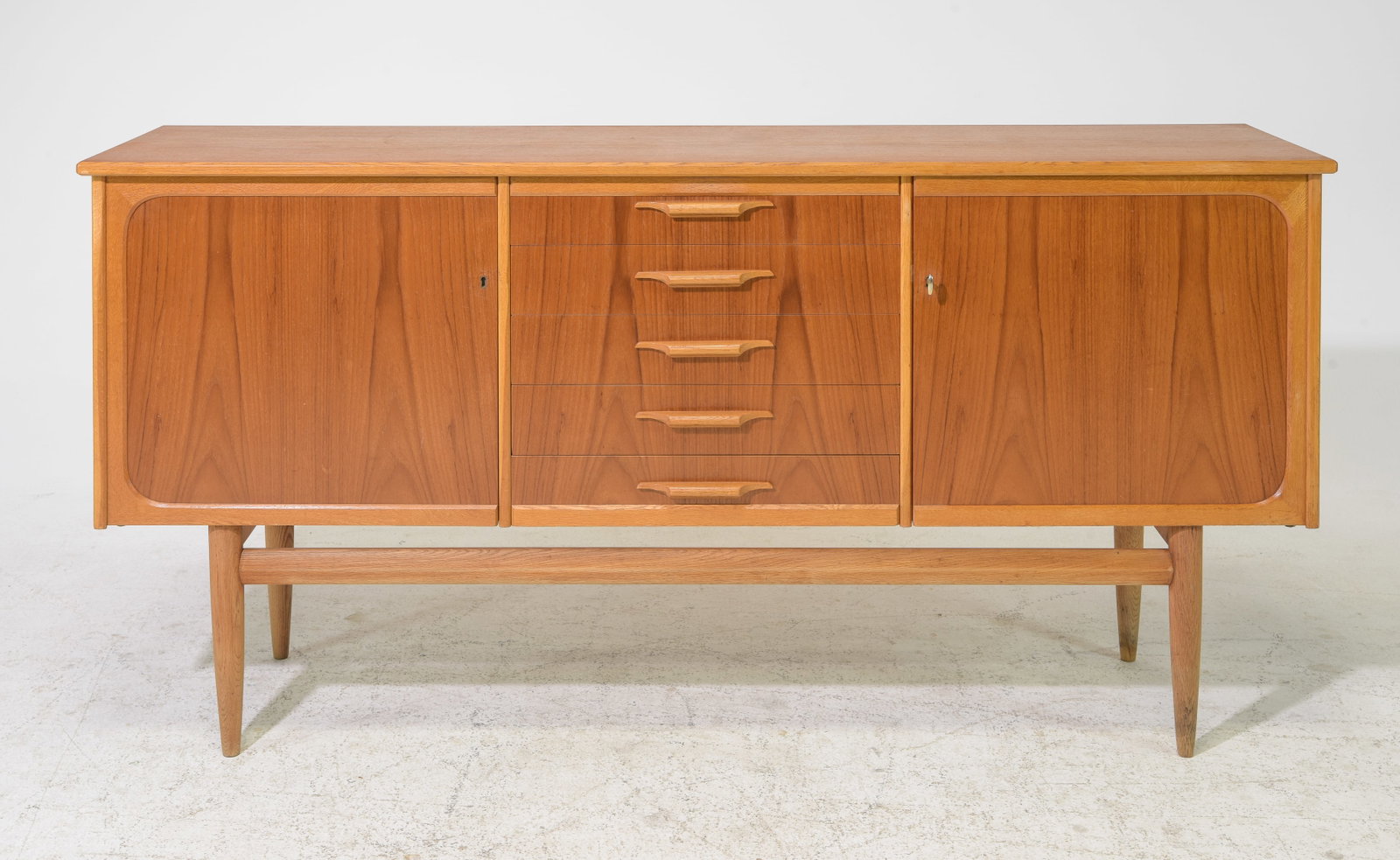 Scandinavian Mid Century Modern Sideboard: Scandinavian Mid Century Modern Tall Sideboard / Credenza - 35 in tall x 70 x 17.5