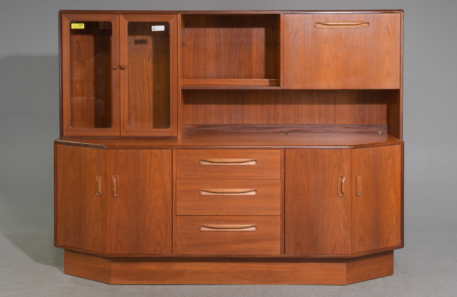 Mid Century Modern Cocktail Cabinet / Hutch: Danish Modern Style Cocktail Cabinet / Wall Unit / Hutch by British Furniture Maker G-Plan - 56.25 in tall x 73 x 18 - This will break down for easier transport
