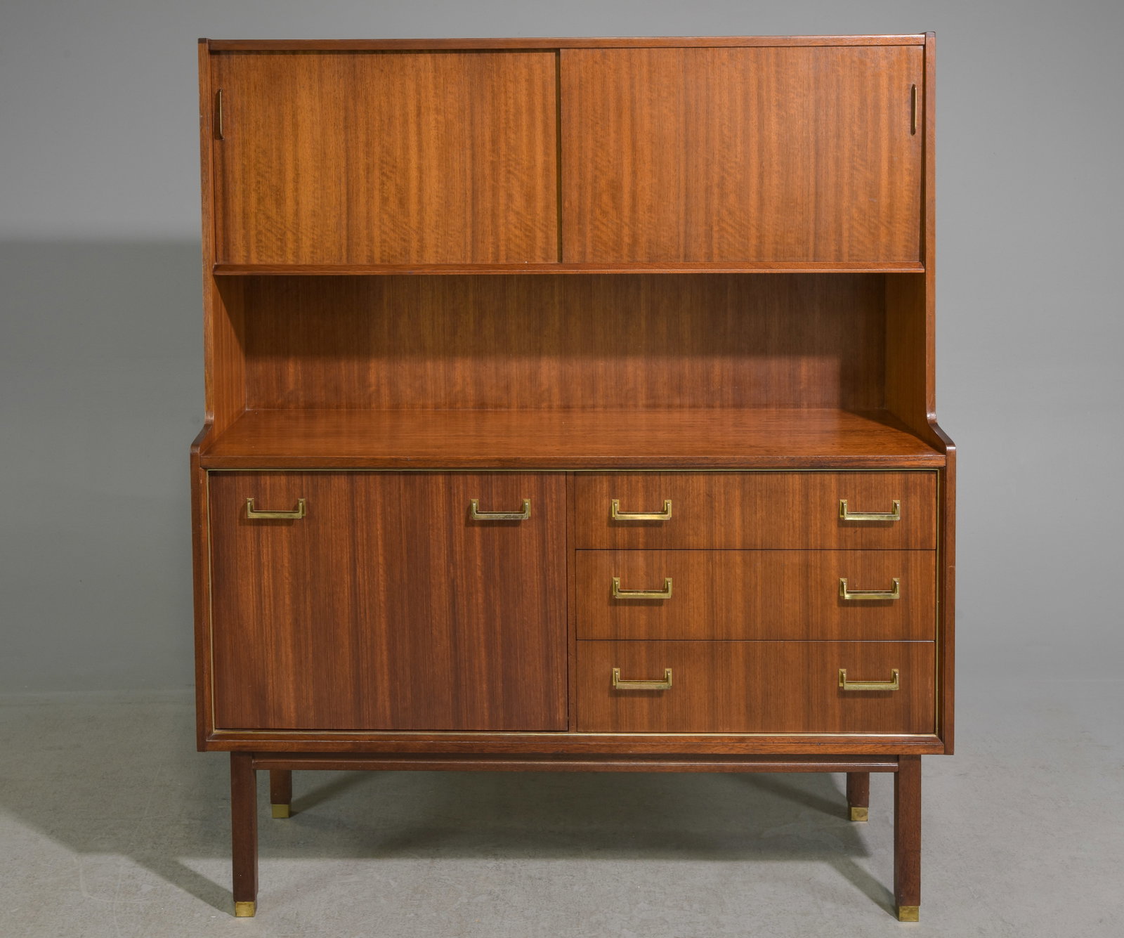 Mid Century Teak Cocktail Cabinet - Gplan: This Danish Modern Style hutch / high board is British and made by Mid Century Modern Furniture Maker G Plan - 56.5 inches tall x 47.5 x 17