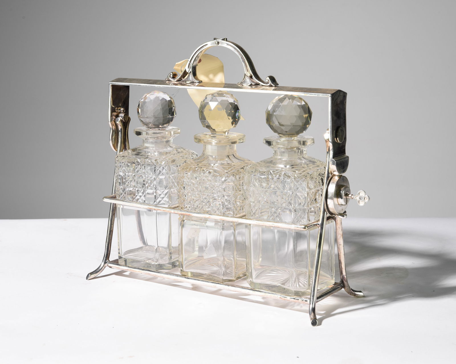 3 Bottle Tantalus in Metal Holder (1 of 6)