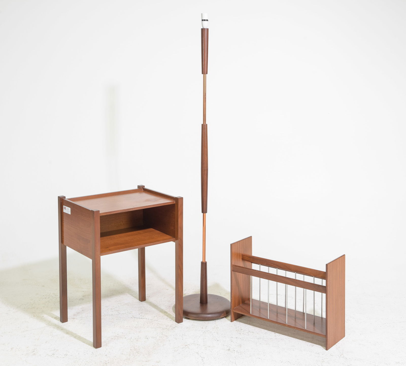 Mid Century Nightstand, Standing Lamp, Magazine Rack (1 of 6)