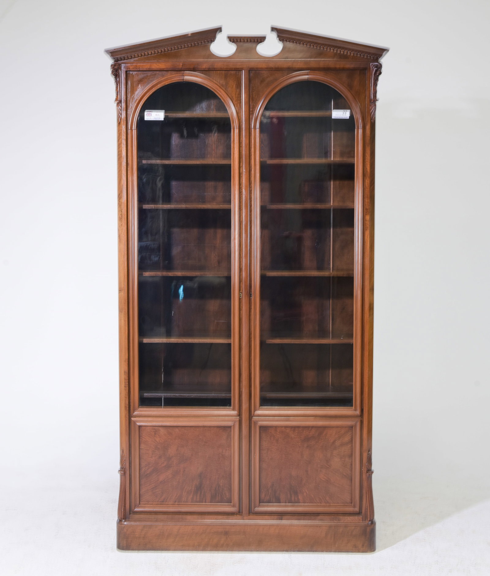 English Mahogany Double Door Narrow Bookcase (1 of 7)