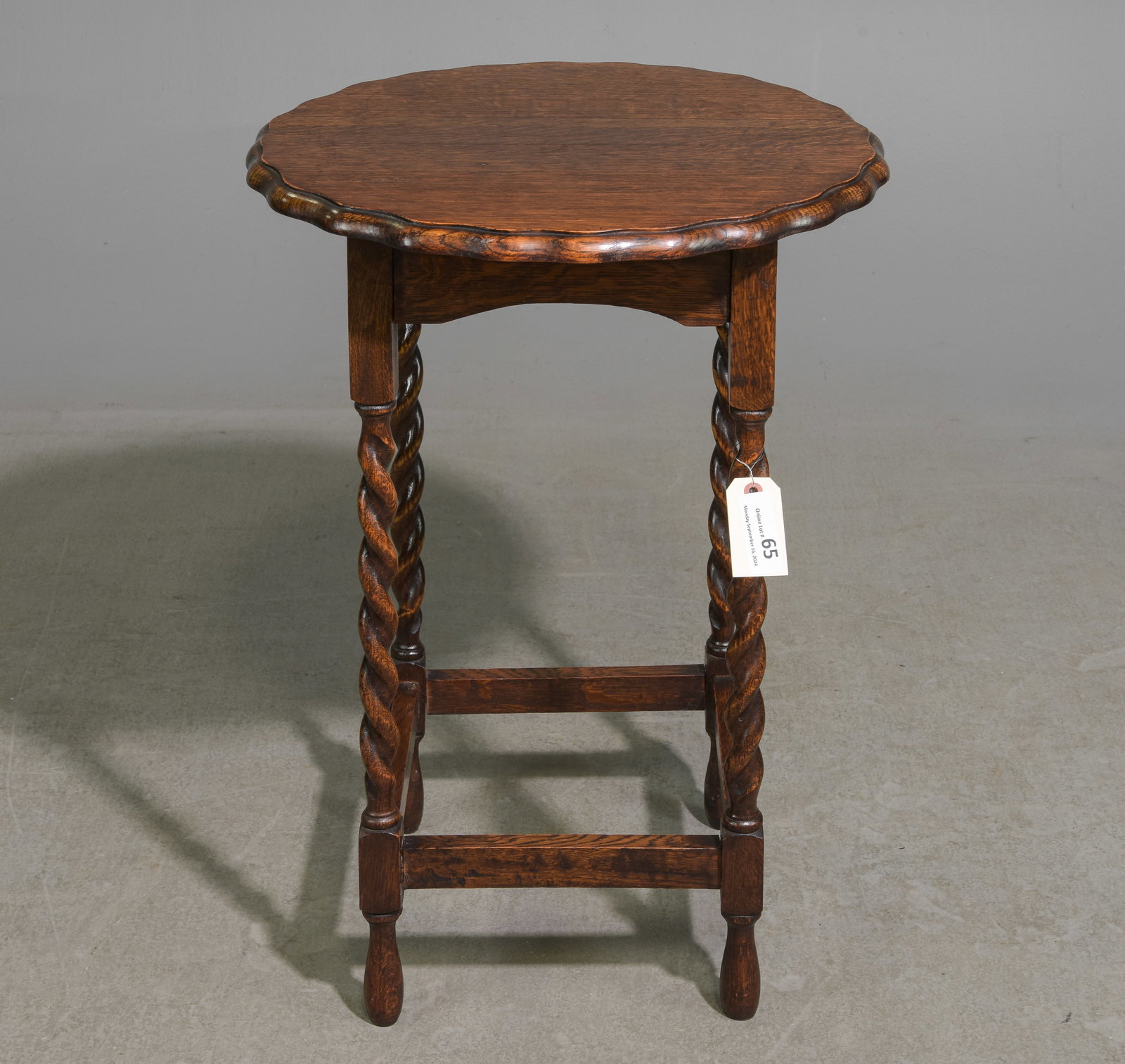 British Oak Barley Twist Round Occasional Table (1 of 2)