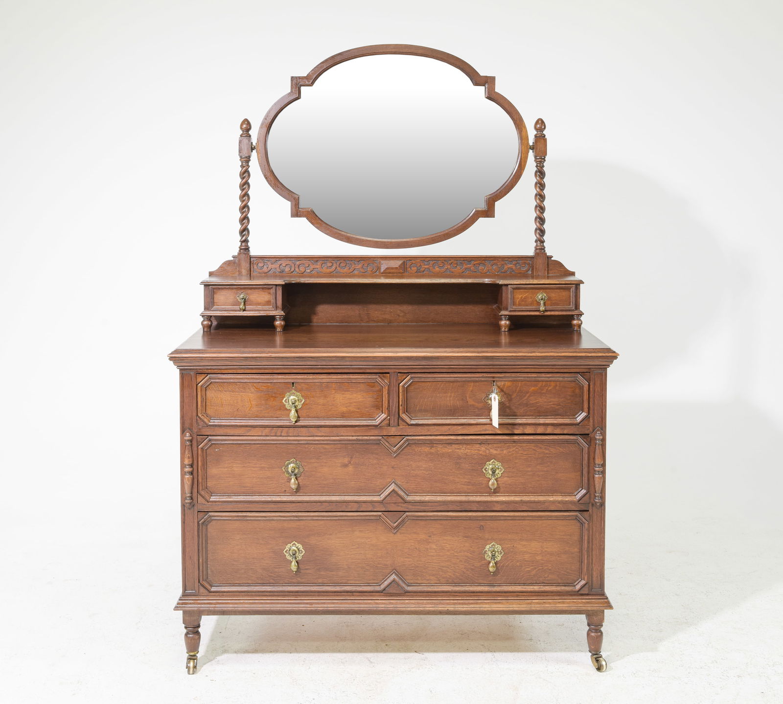 Jacobean Oak Barley Twist Dressing Chest c.1920's (1 of 7)