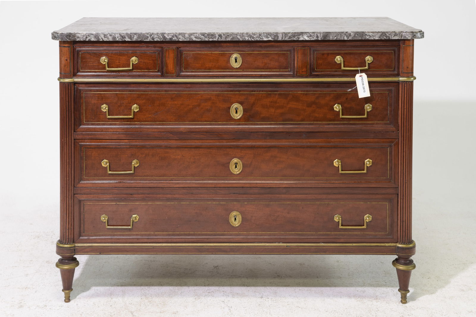 Louis  XVI Style 4 Drawer Mahogany Marble Top Chest (1 of 8)