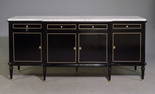 Louis XVI Style Mahogany White Marble Top Sideboard