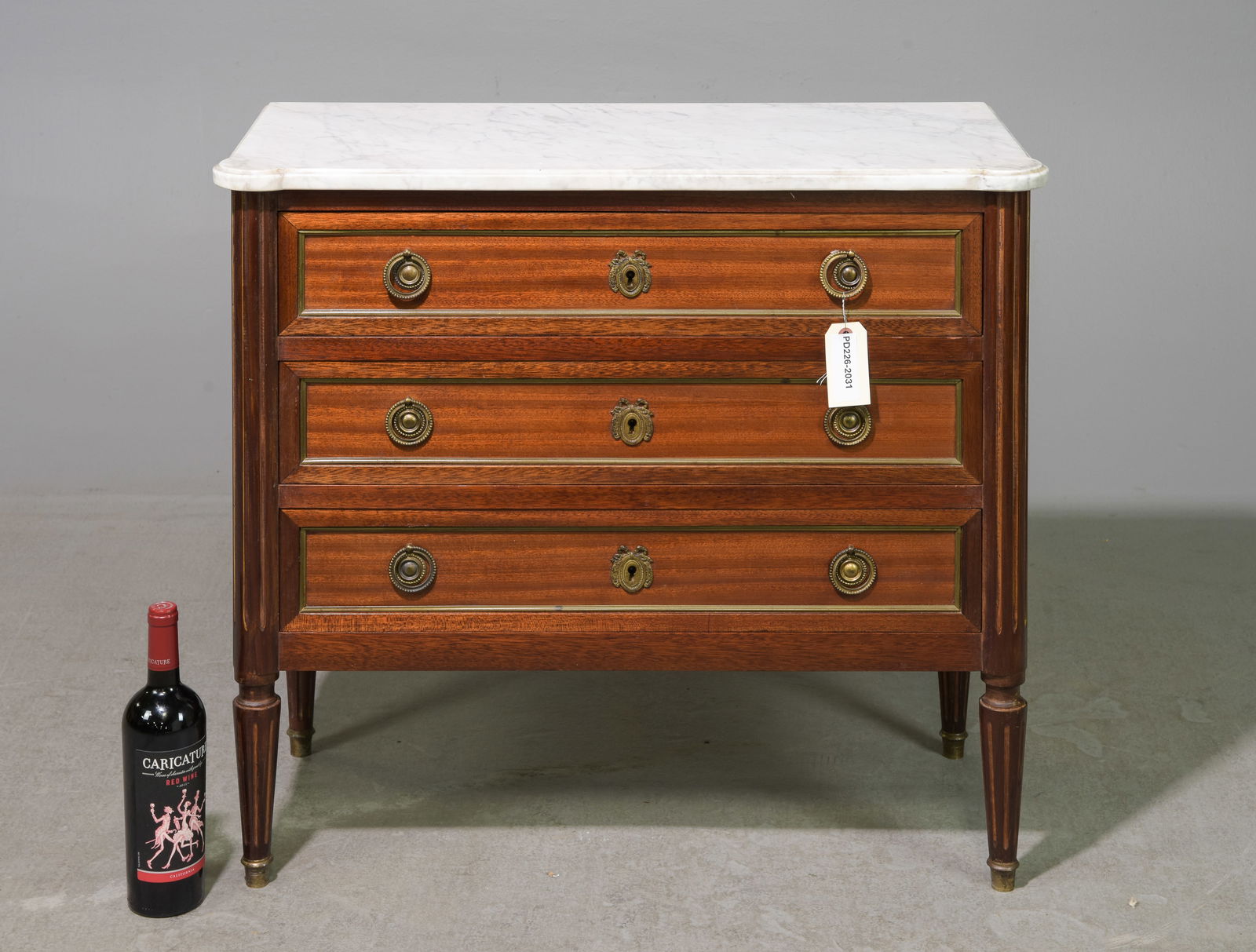 Louis XVI Style White Marble Top Chest (1 of 5)