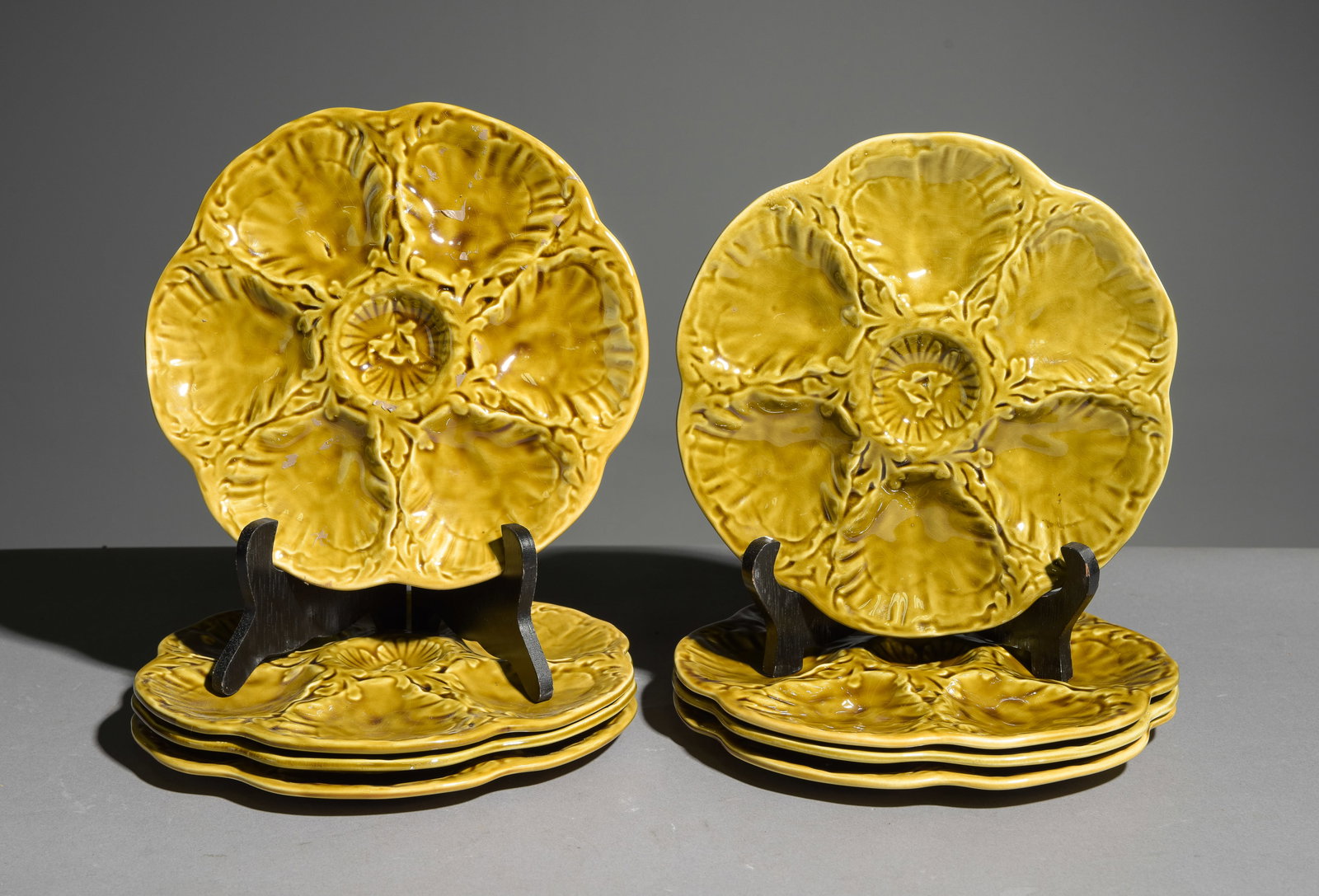 Set of 8 French Green Oyster Plates (1 of 3)