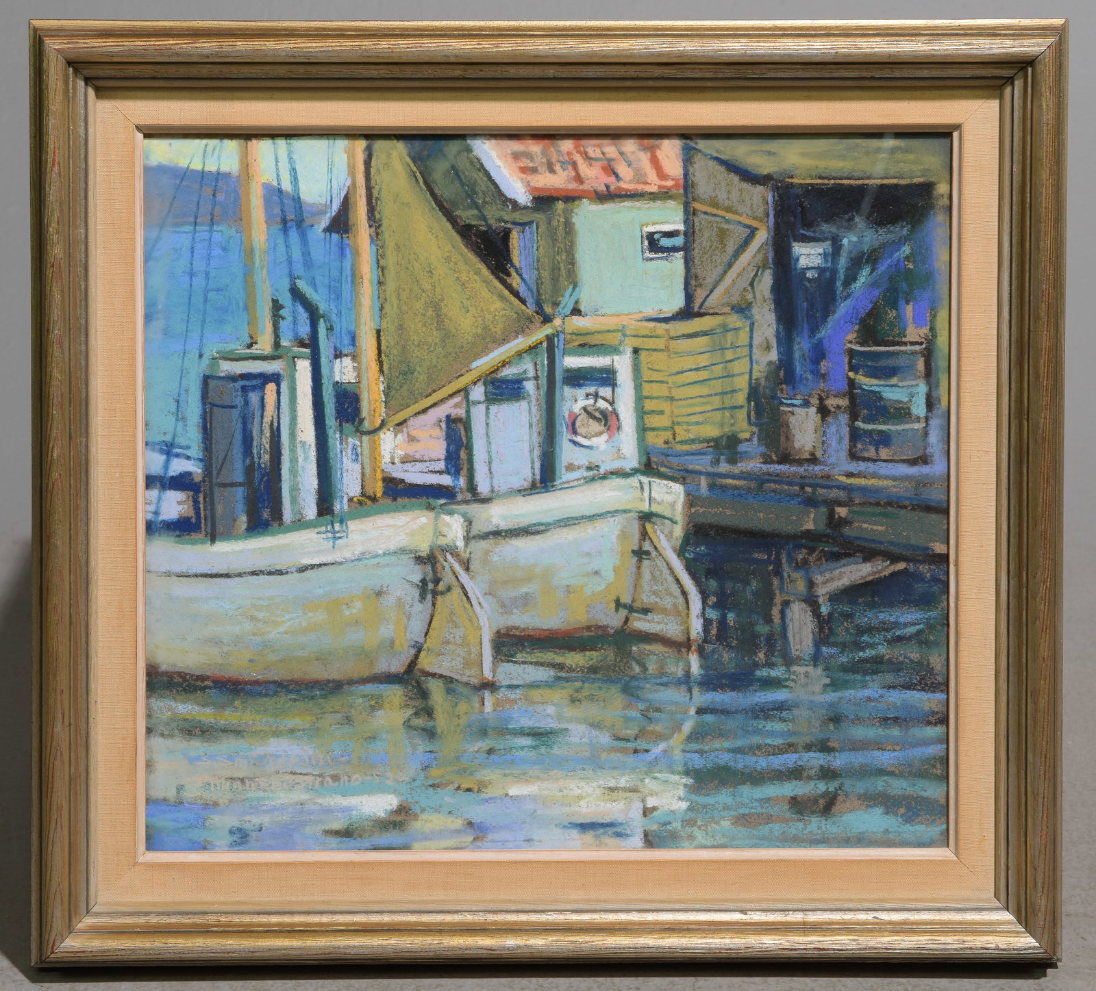 Framed Mid Century Boat Swedish Painting (1 of 2)