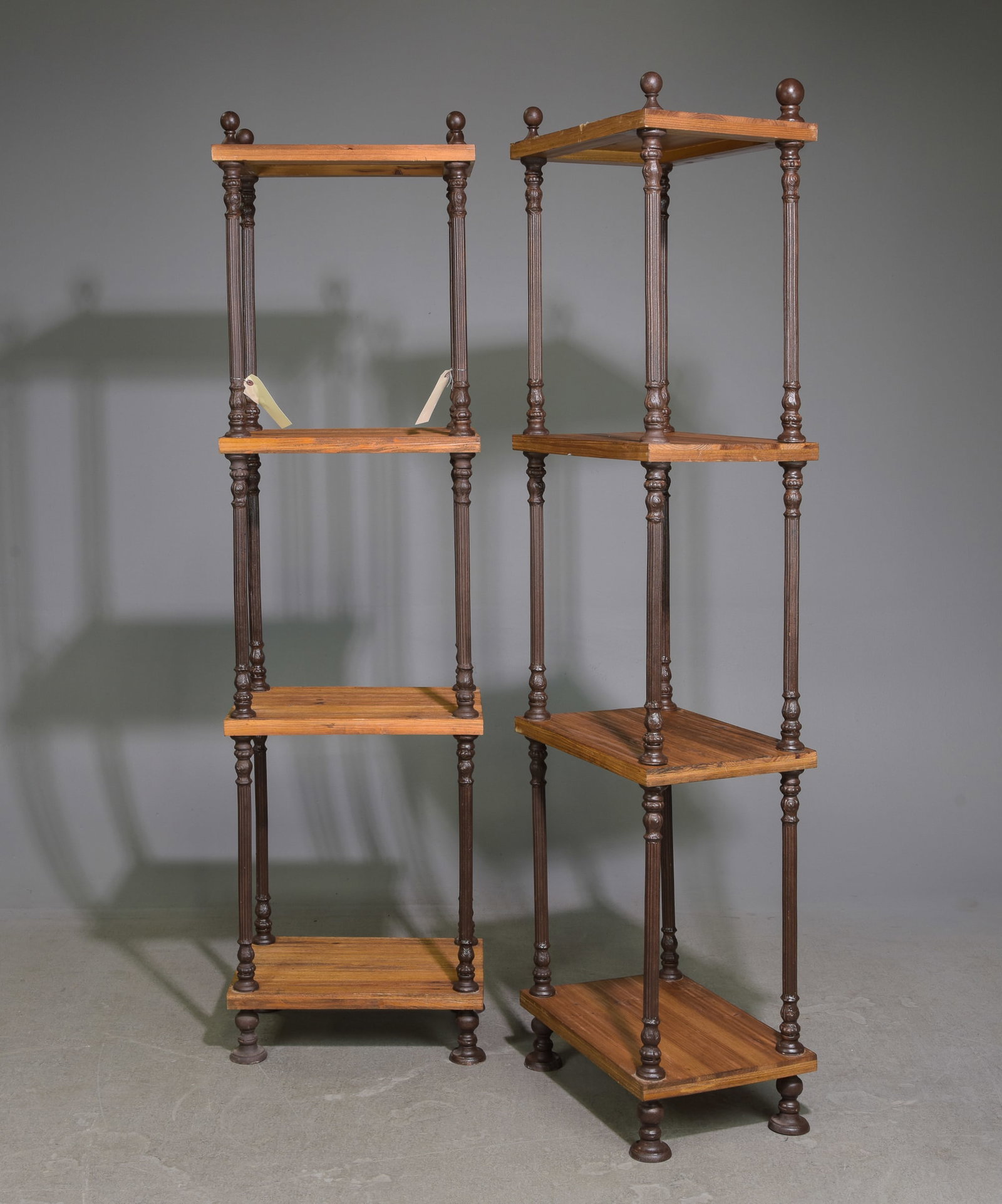 Pair Of 4 Tier Bookcases / Display Cabinets: Pair Of 4 Tier Bookcases / Display Cabinets - 71 inches tall x 20 x 14