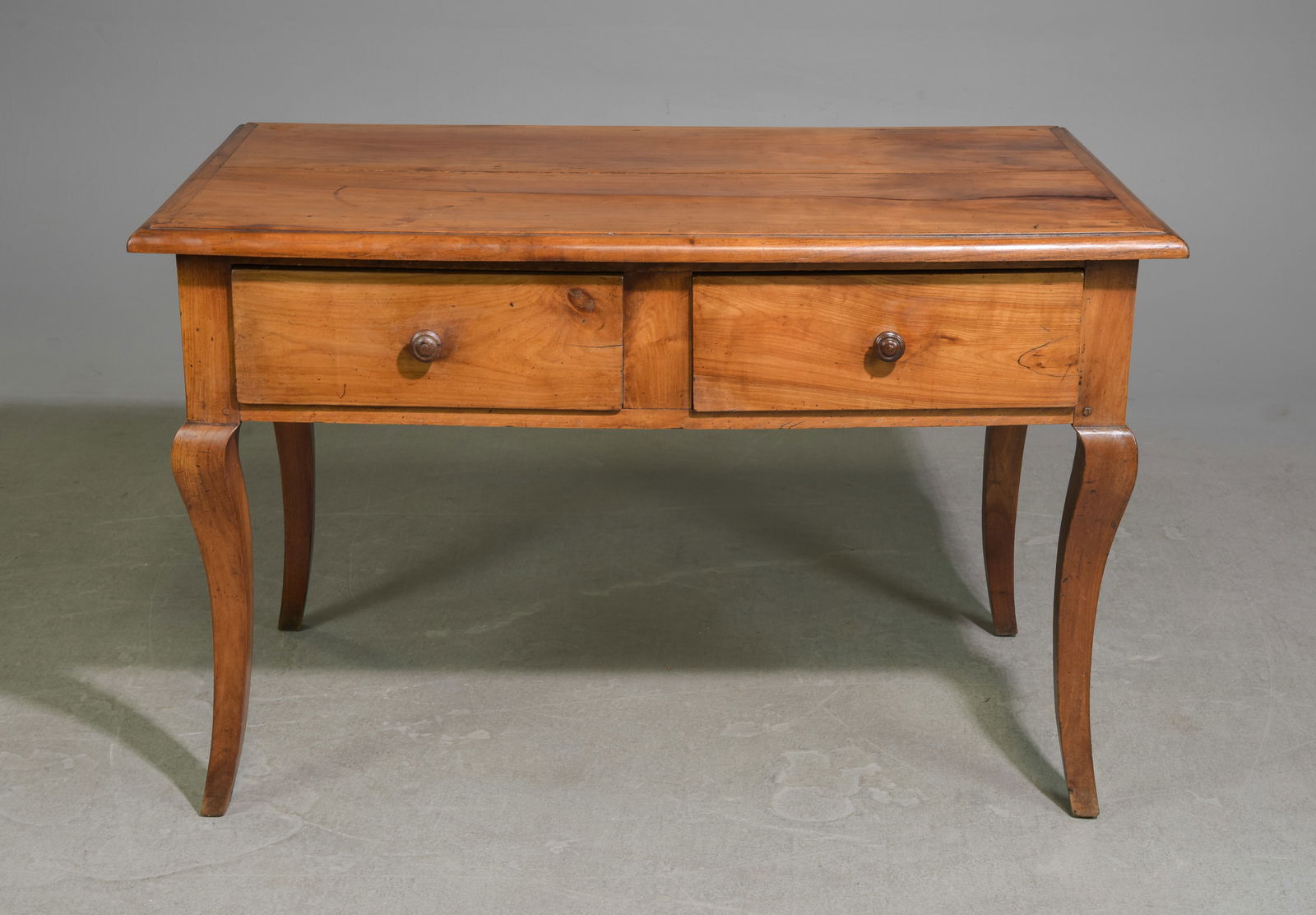 Louis XV Style 2 Drawer Cherry Farmhouse Table (1 of 6)