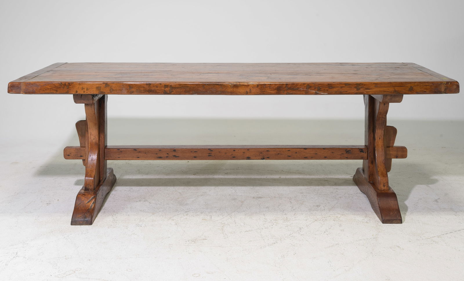 French Solid Heavy Oak Trestle Base Monastery Table (1 of 5)