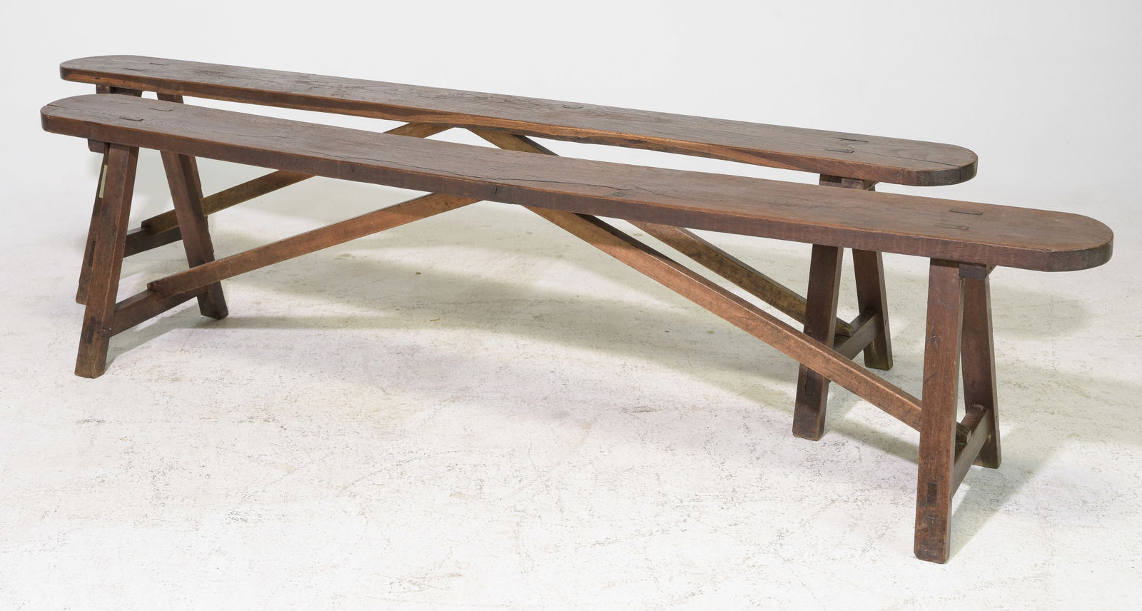 French Pair of Rustic Farmhouse Benches (1 of 6)