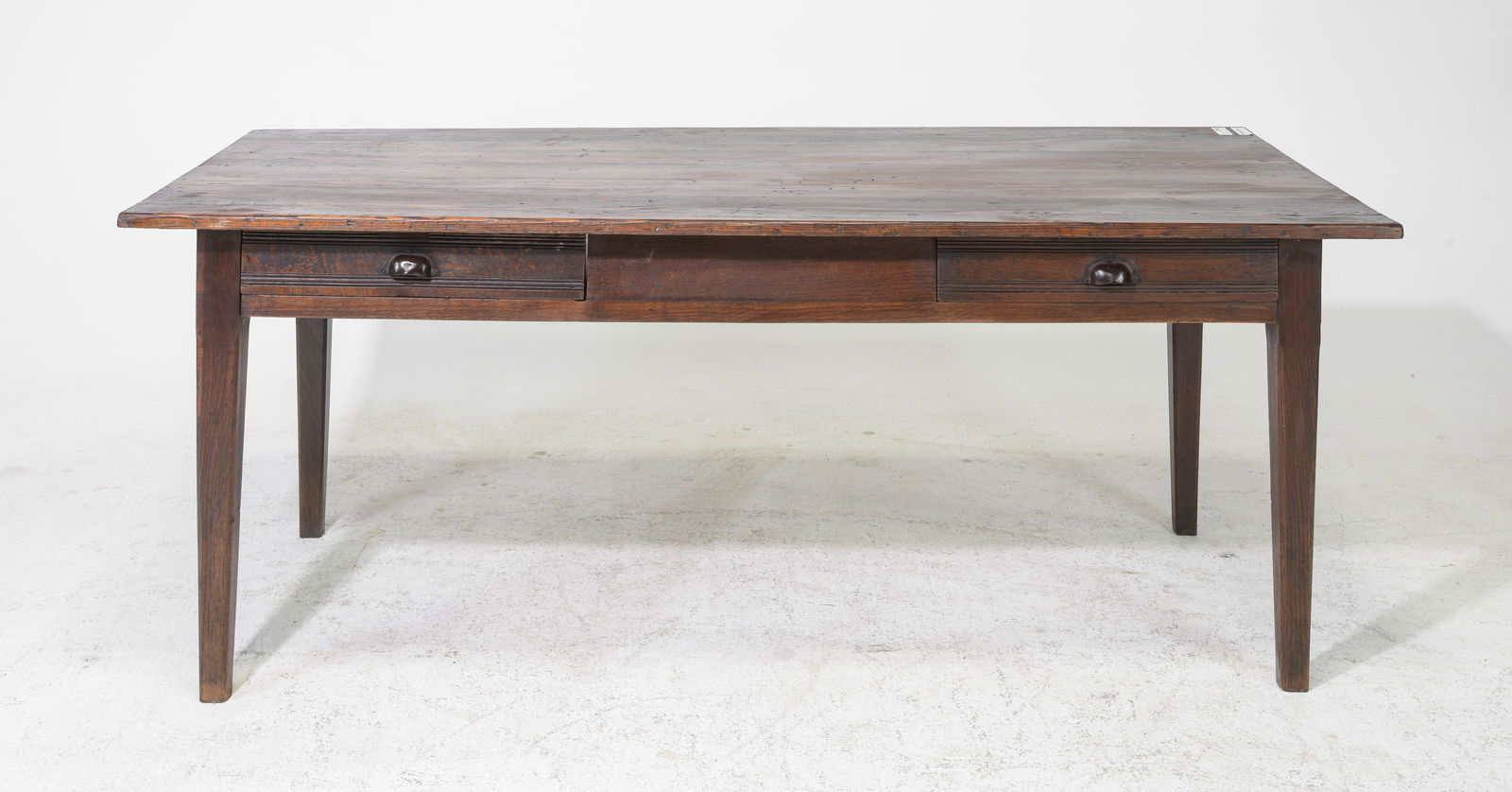 French Solid Oak Rustic Farmhouse 2 Drawer Table (1 of 6)