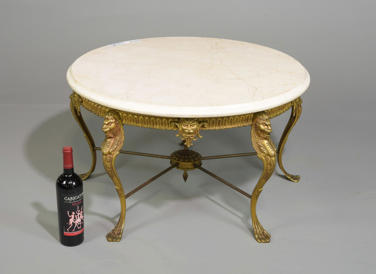 French Gilded Iron Base Marble Top Coffee Table (1 of 5)