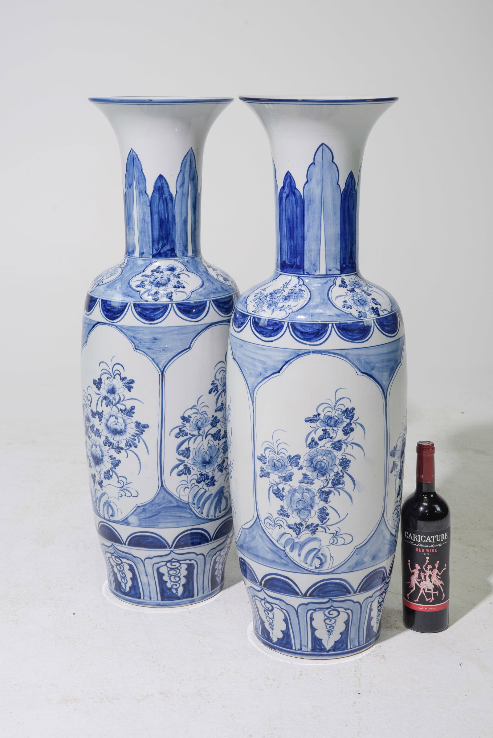Pair of Asian Style Blue & White Floor Vases (1 of 5)