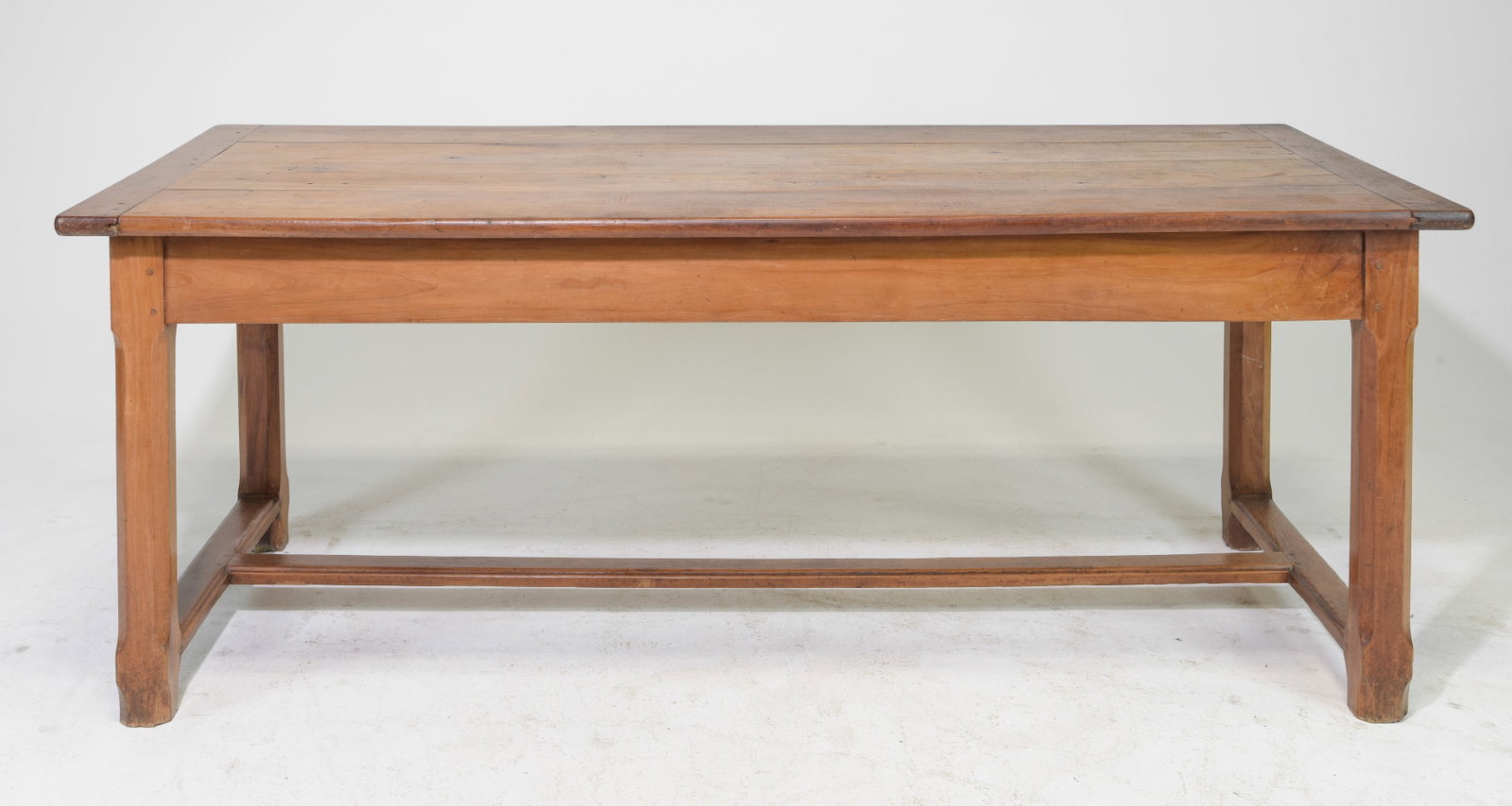French Solid Fruitwood Farmhouse Table c.1920's: French Solid Fruitwood Farmhouse Table c.1920's-30's - 30 in tall x 78 x 33.5, Floor to apron is 23 inches and the space between the legs is 67 inches