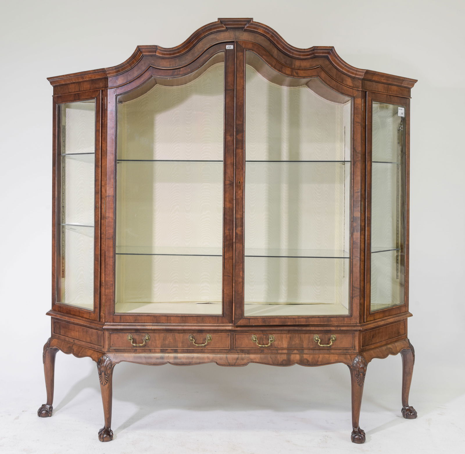 Dutch Ball & Claw Large Walnut Display Cabinet (1 of 8)