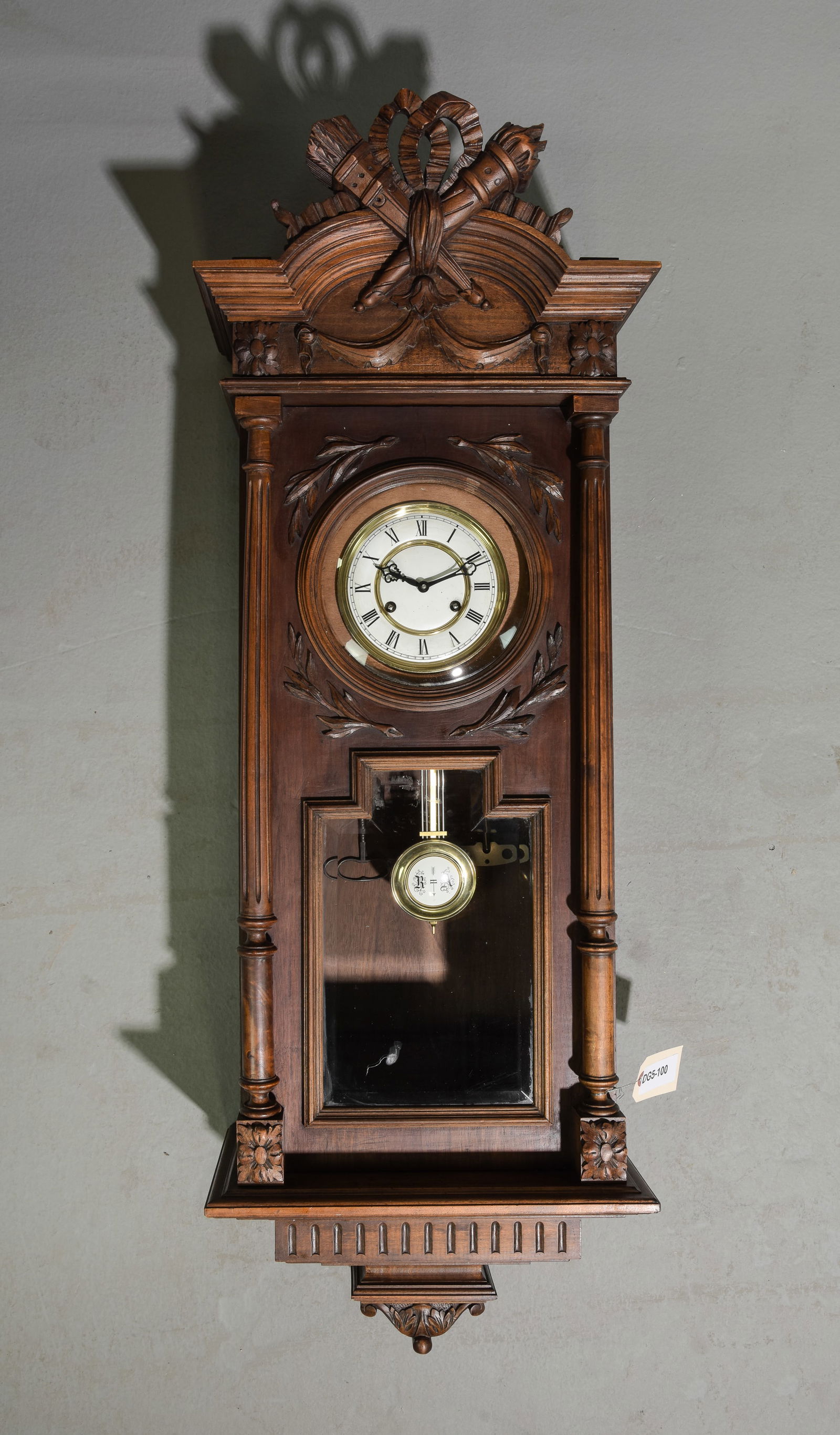 Louis XVI Style Walnut Wall Clock c.1920's (1 of 4)