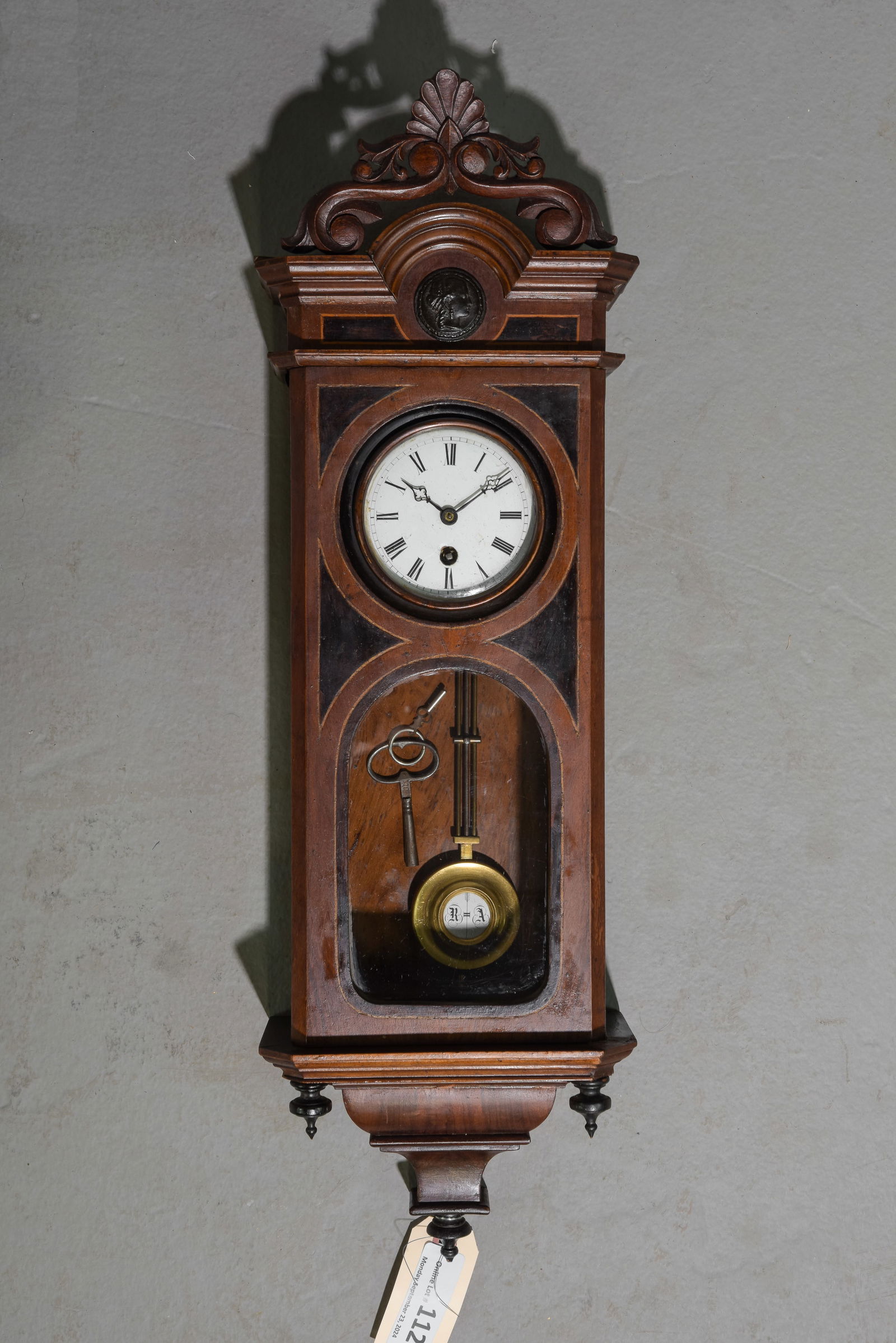 Napoleon III Style Petite Walnut Wall Clock (1 of 4)