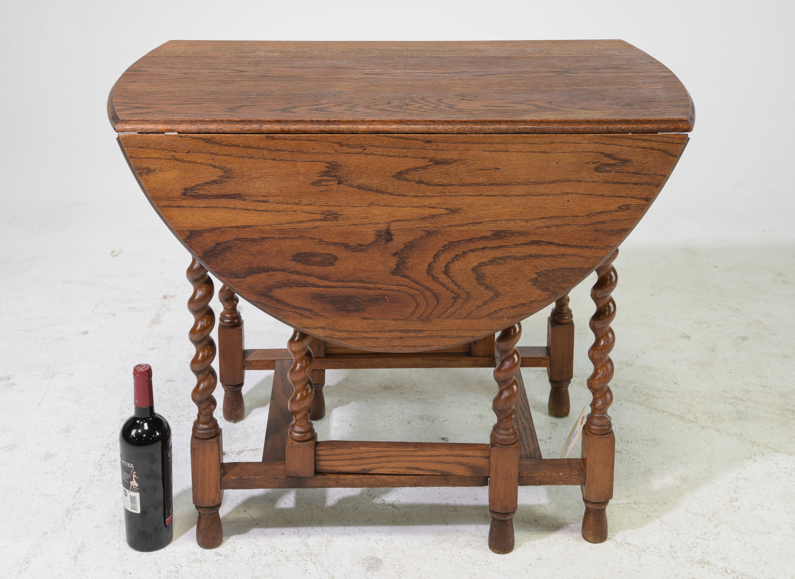 British Oak Barley Twist Drop Leaf Table c.1920's: British Oak Barley Twist Drop Leaf Table c.1920's-30's - 28.5 in tall x 35.5 x 20, Leaves add an additional 13 inches each