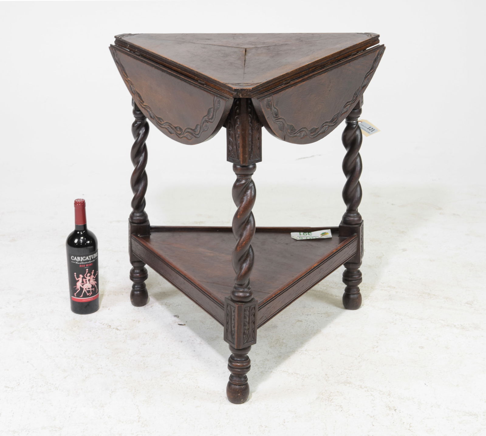 British Oak Barley Twist Drop Leaf Corner Table (1 of 6)