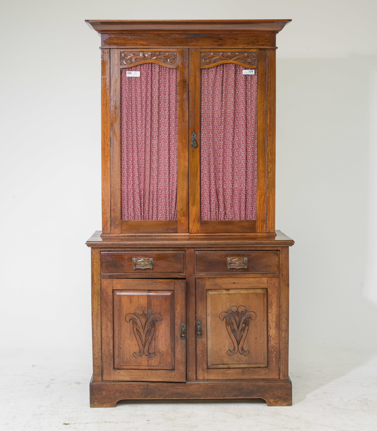 English Mahogany Step Back Bookcase / Cupboard (1 of 9)