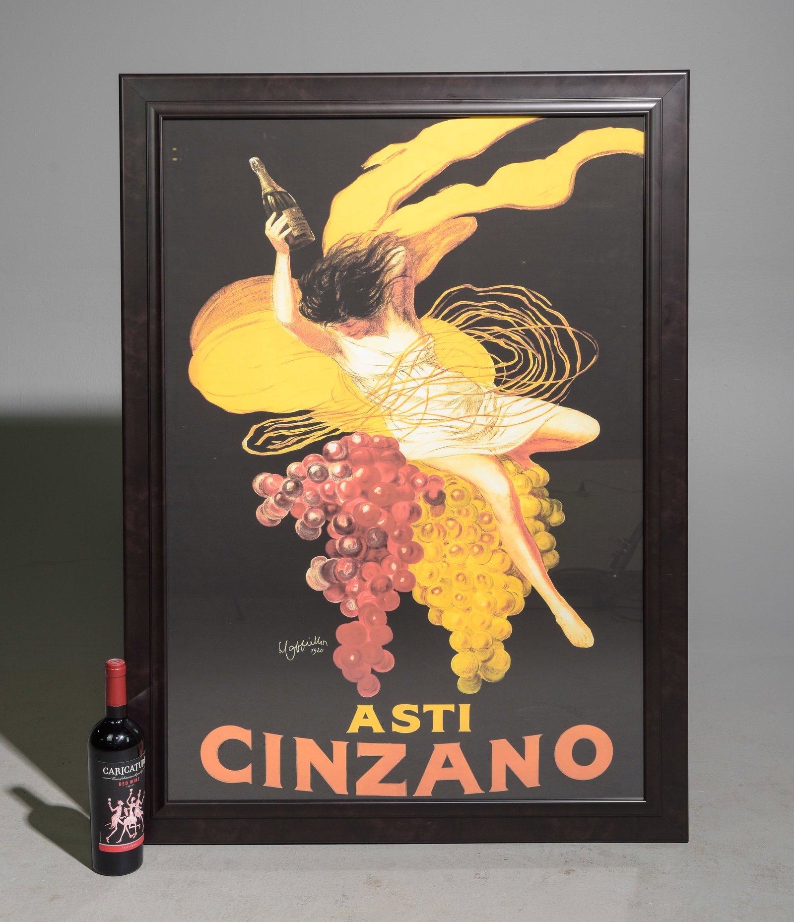 Framed "Asti Cinzano" Wine Poster: Framed "Asti Cinzano" Wine Poster - 45 in tall x 33 x 1.5