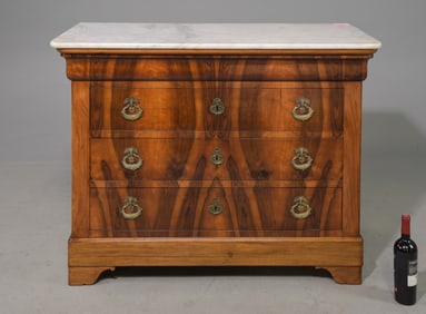 Louis Philippe Style White Marble Top Chest