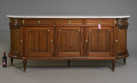 Louis XVI Style White Marble Top Sideboard