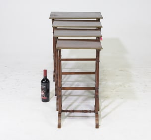 French Inlaid Mahogany Nest of 4 Tables