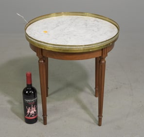 Louis XVI Style White Marble Top Petite Side Table