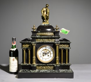 French Marble & Slate Mantle Clock