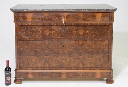 Louis Philippe Style Burled Marble Top Chest