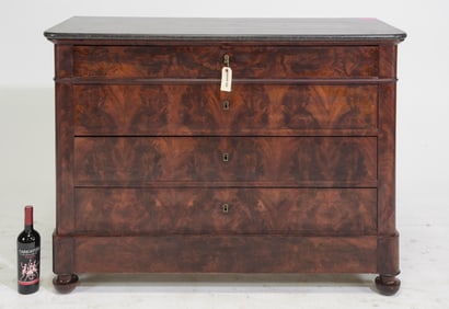 Louis Philippe Style Marble Top Mahogany  Chest