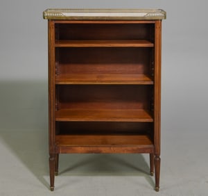 Louis XVI Style White Marble Top Open Bookshelf