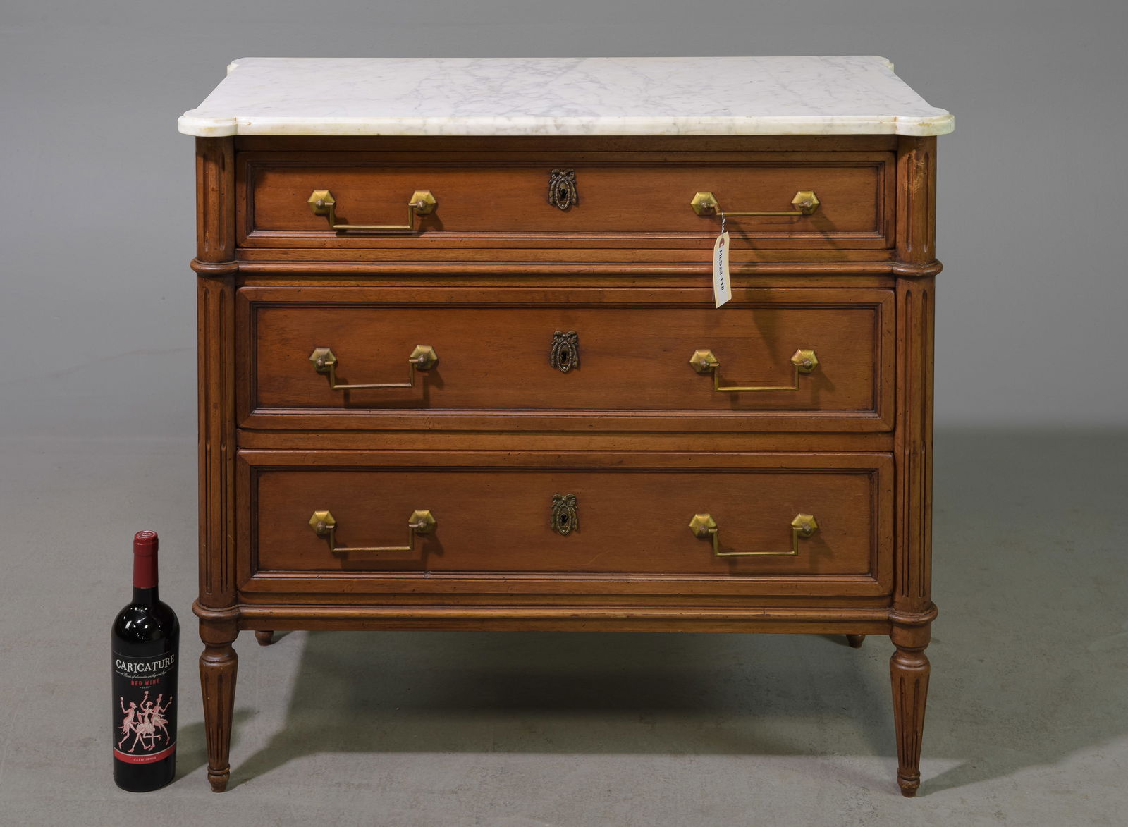 Louis XVI Style White Marble Top Small Chest (1 of 7)