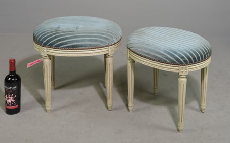Louis XVI Style Pair of Painted Foot Stools