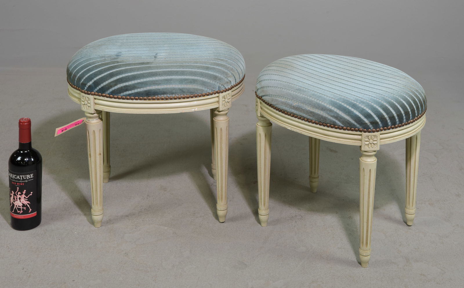 Louis XVI Style Pair of Painted Foot Stools (1 of 4)