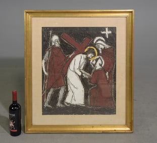 Gold Framed Mixed Media Religious Art
