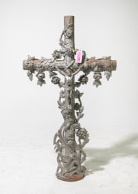 French Tubular Iron Crucifix with Jesus