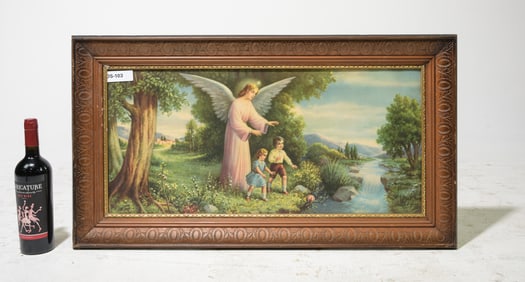 Framed Religious Print - Angel with Children