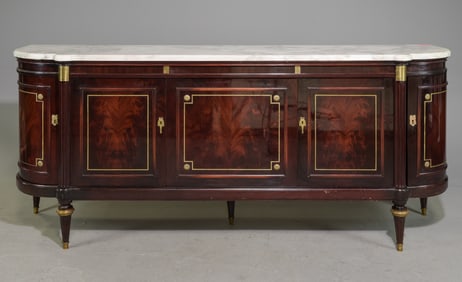 Louis XVI Style White Marble Top Sideboard #1