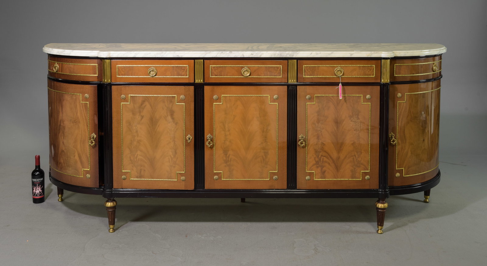 Louis XVI Style Marble Top Sideboard: French Louis XVI Style Marble Top Sideboard / Enfilade - 40.25 in tall x 99 x 23 - This is 8.25 feet long